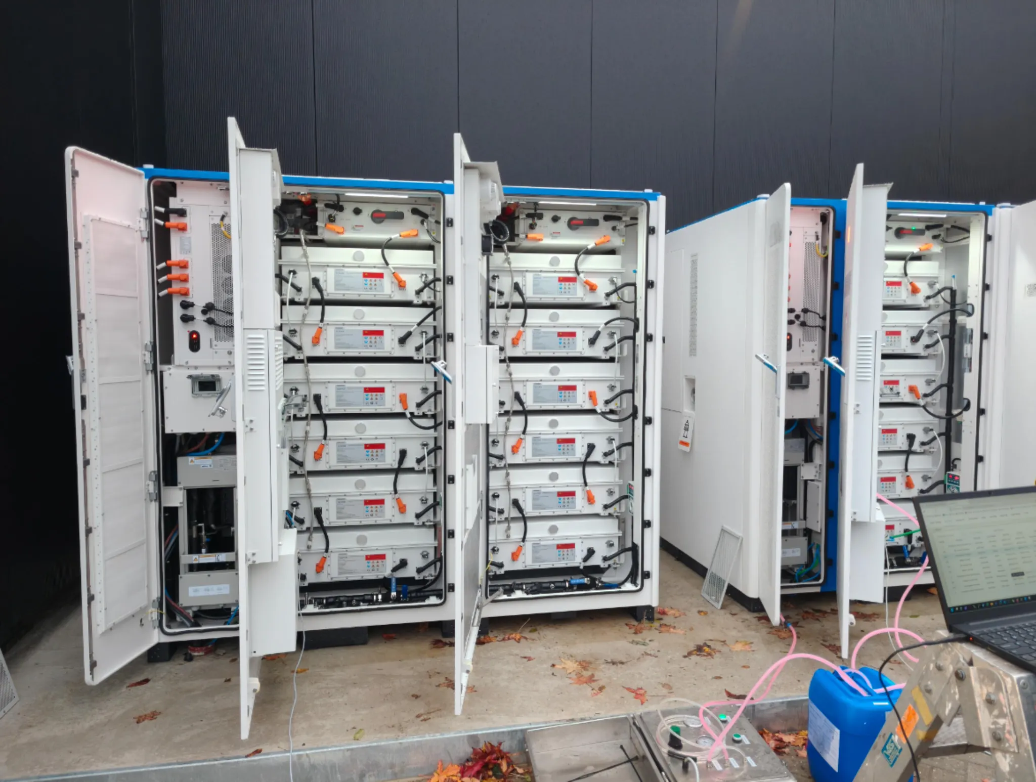 Open battery cabinets during inspection
